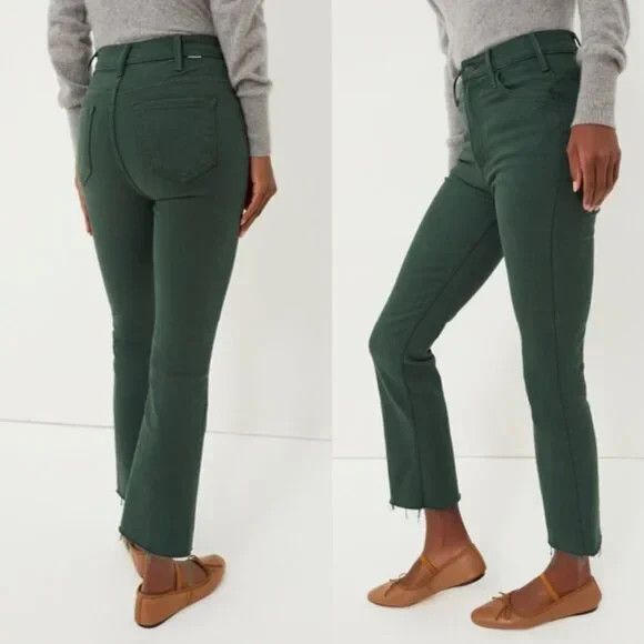 Mother The Hustler Ankle Fray Jeans Second Chance High Rise Black Forest Size 28 - Picture 3 of 16